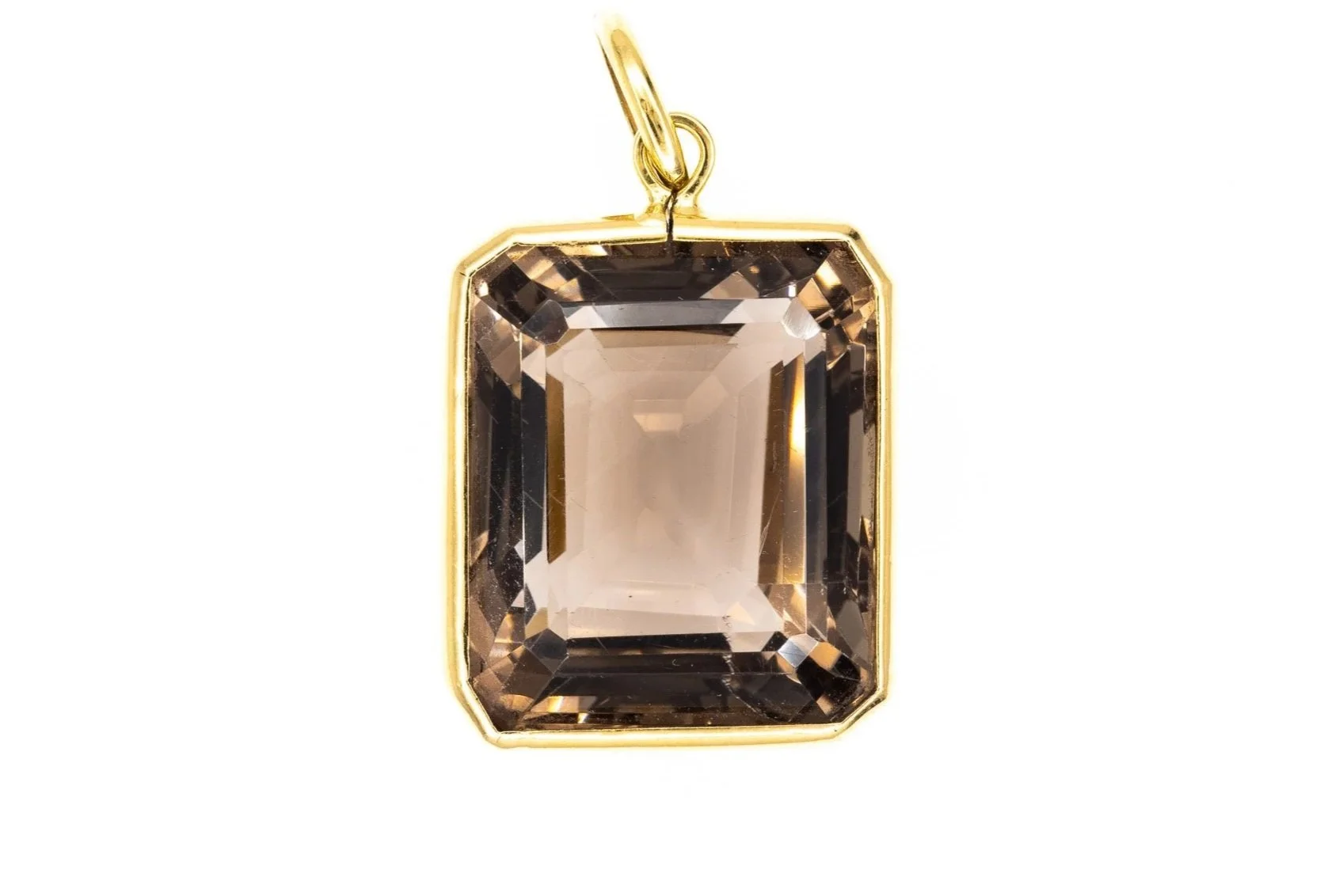 (T)Yellow Gold Solitaire Smoky Quartz Pendant