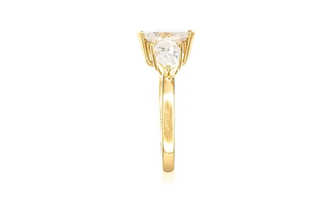 (S)Yellow Gold Marquise Pear Brilliant Cut Multi Diamond Ring