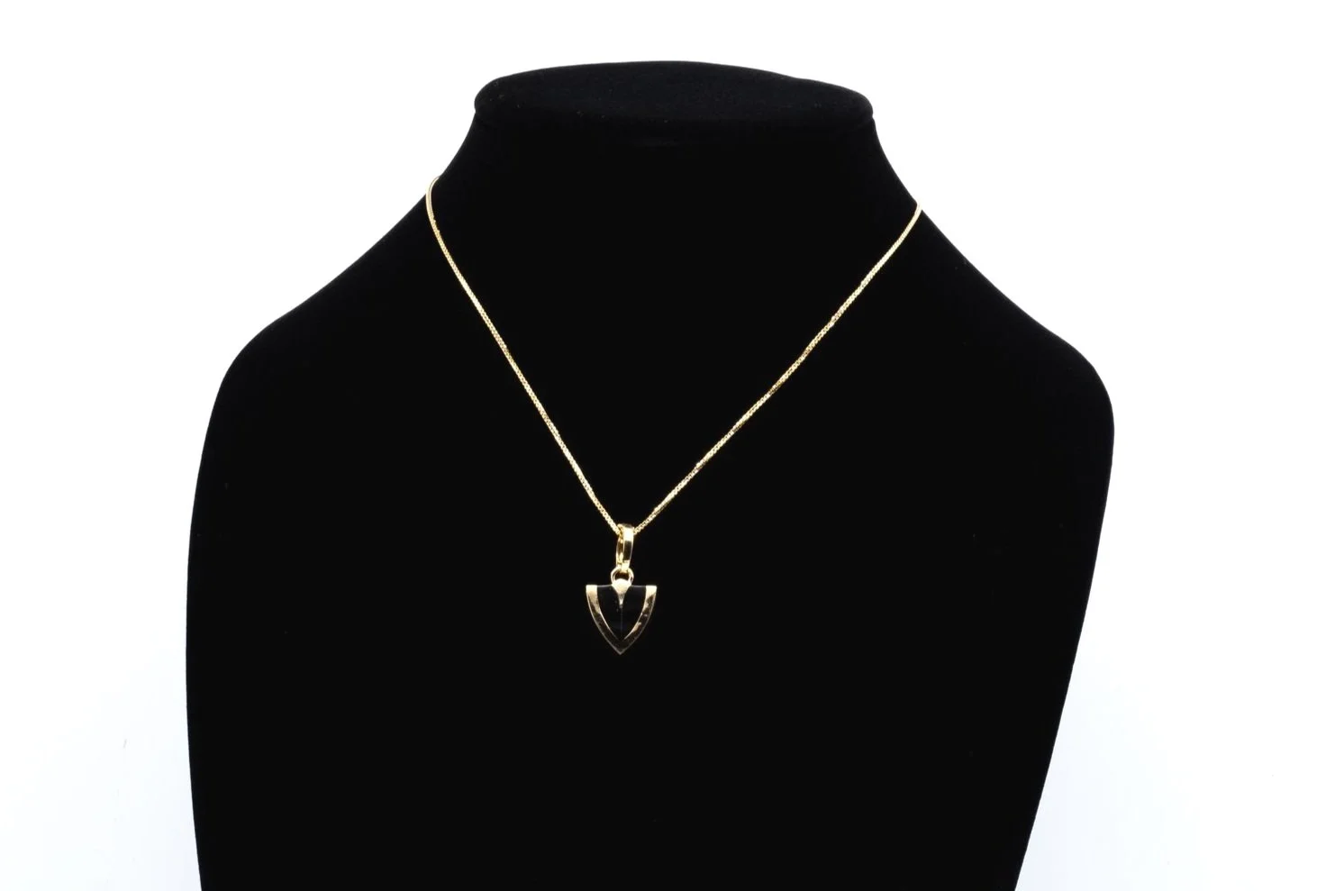(F)Yellow Gold Black Coral Inlay Mokume Gane Drop Dangle Pendant