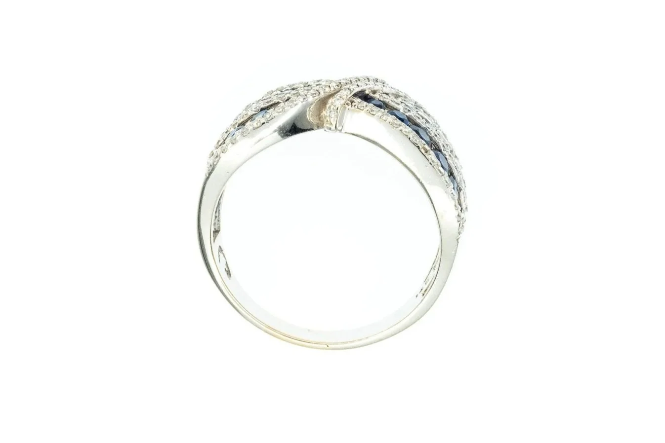 (F)White Gold Diamond Sapphire Effy Designer Band