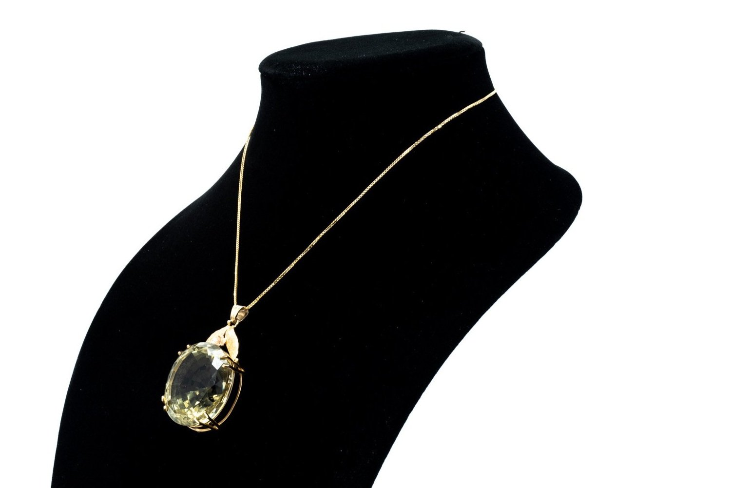 (S)Yellow Rose Gold Solitaire Citrine Drop Dangle Pendant
