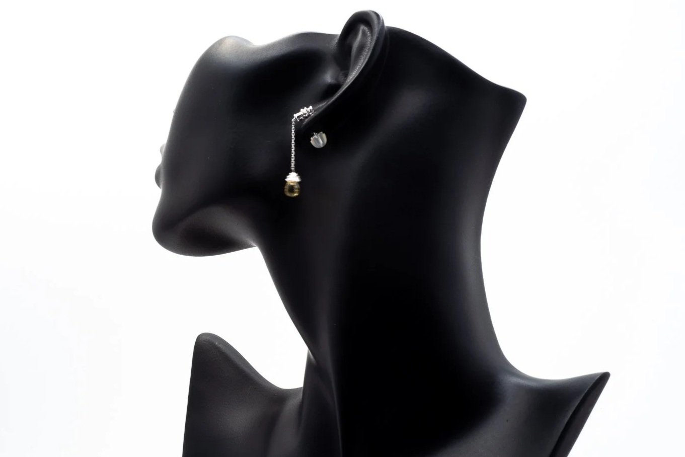 (S)White Gold Marquise Brilliant Cut Diamond Yellow Sapphire Drop Dangle Stud Earrings