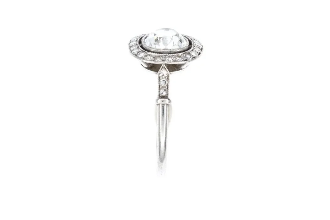 (S)Platinum Old Mine Cut Antique Engagement Ring