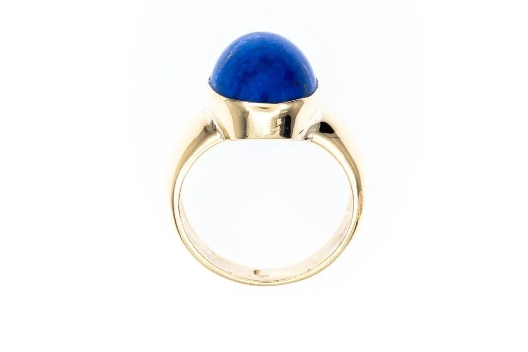 (F)Yellow Gold Solitaire Lapis Lazuli Gemstone Ring