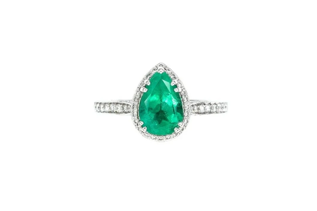 (T)Platinum Diamond Emerald Tacori Designer Ring