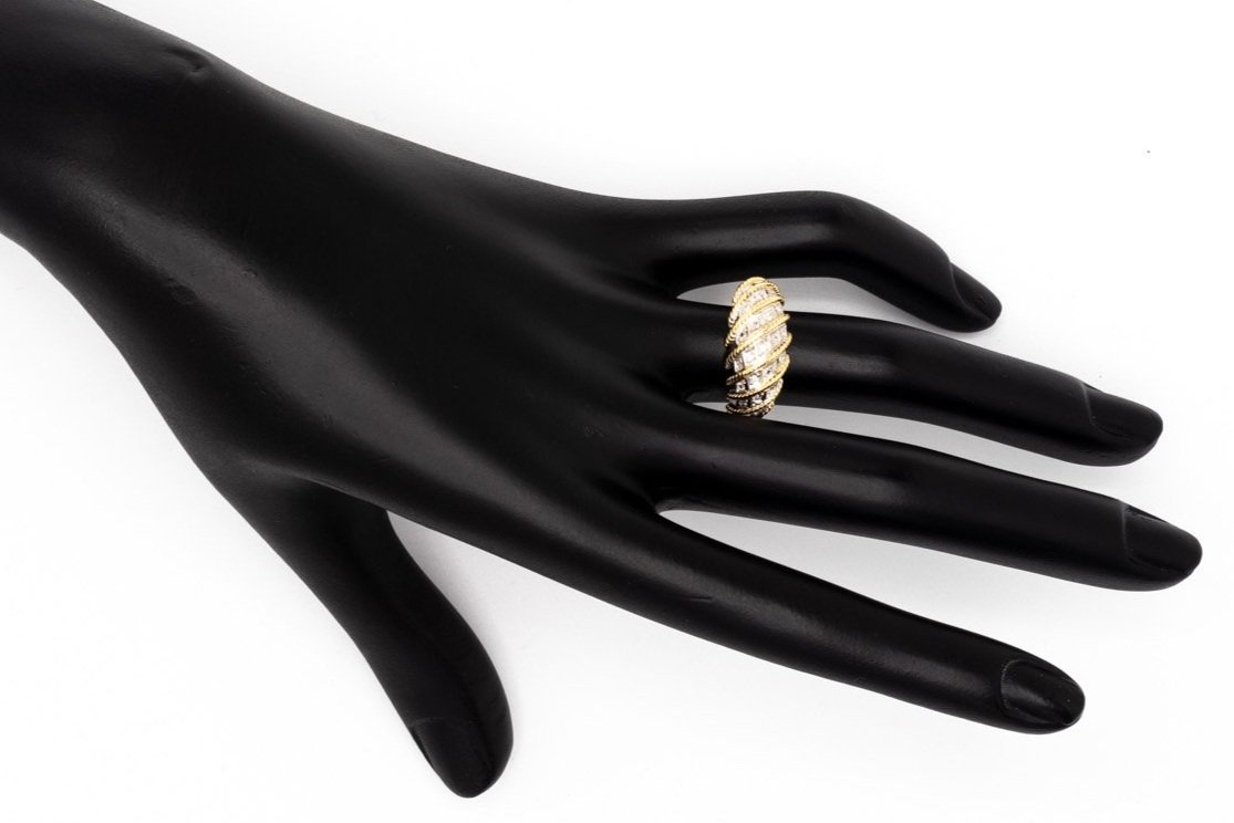(H)Yellow Gold Single Cut Multi Diamond Ring