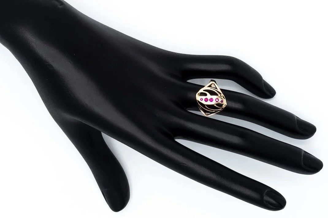 (H)Rose Gold Ruby Gemstone Ring