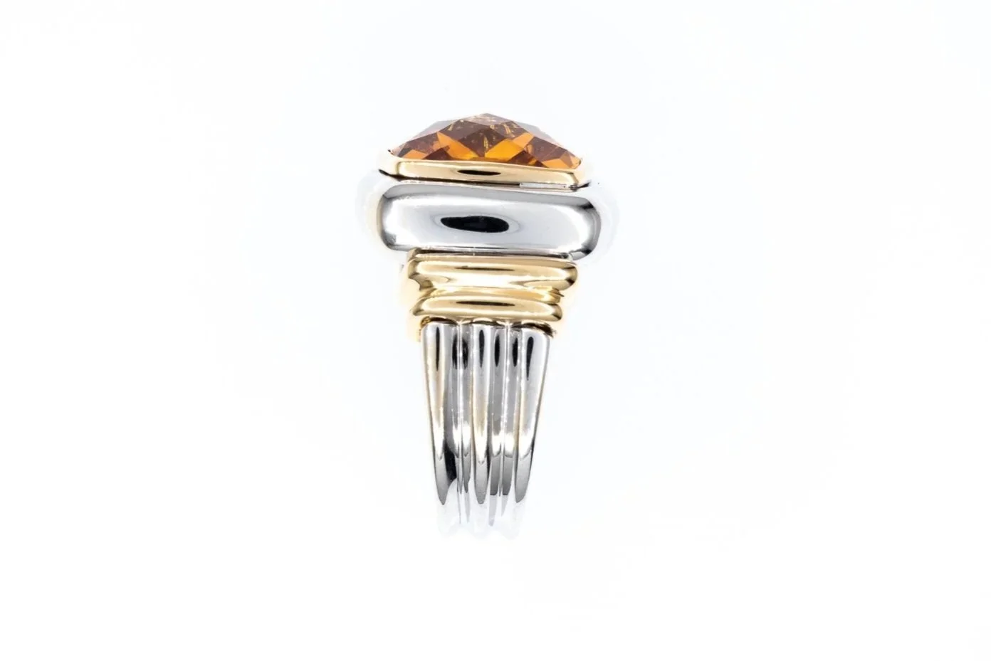 (S)White Yellow Gold Solitaire Citrine Gemstone Ring
