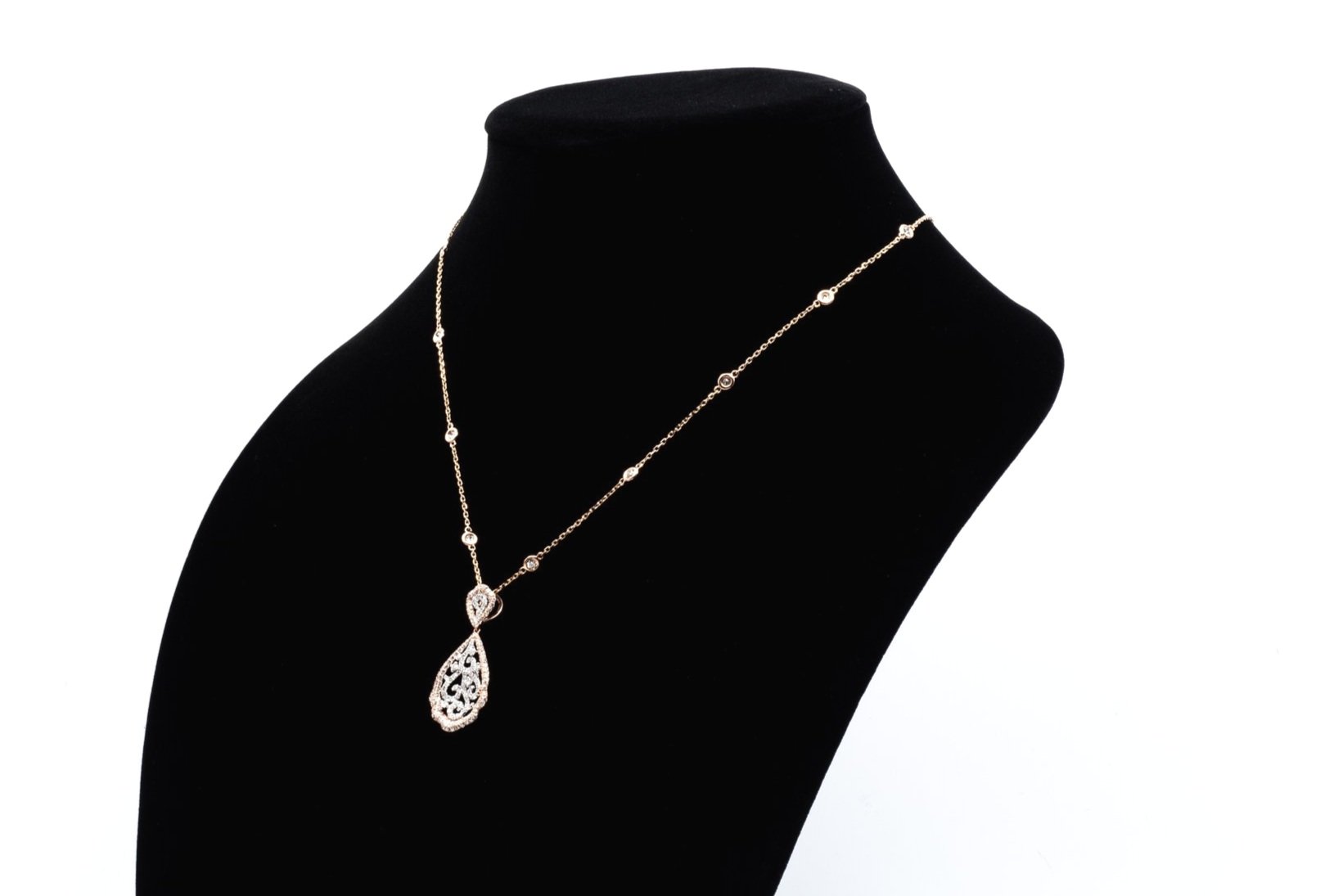 (S)White Rose Gold Round Brilliant Cut Diamond Drop Dangle Pendant