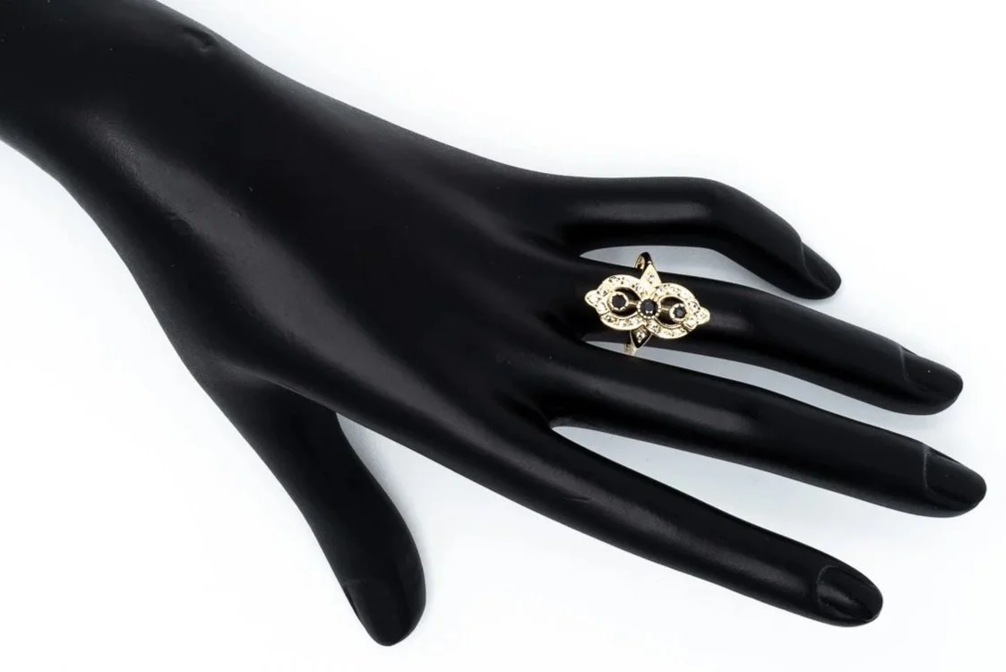 (H)Yellow Gold Cubic Zirconia Sapphire Gemstone Ring