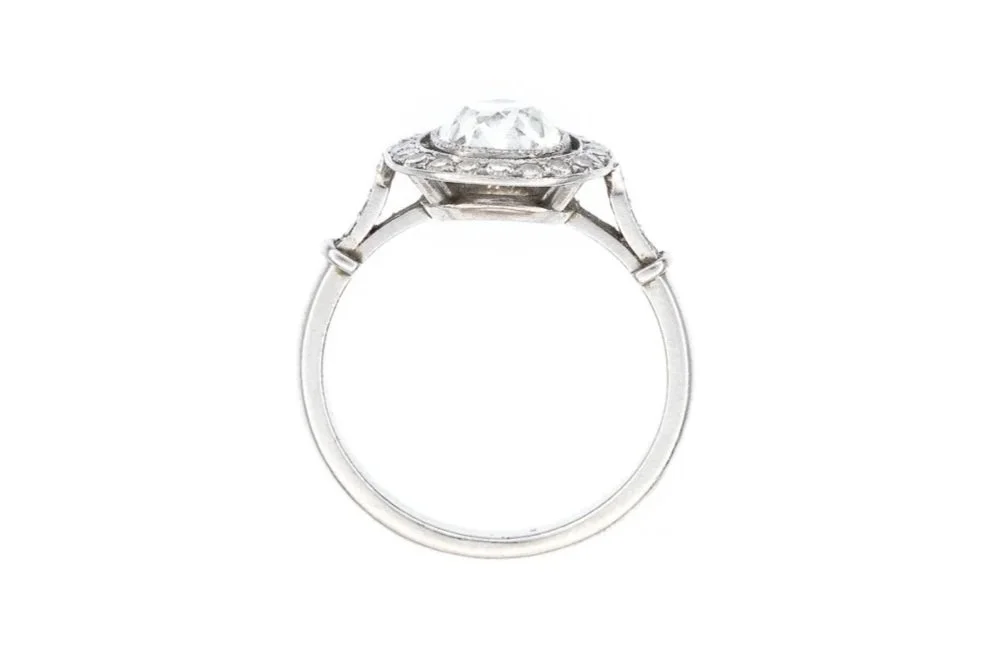 (F)Platinum Old Mine Cut Antique Engagement Ring