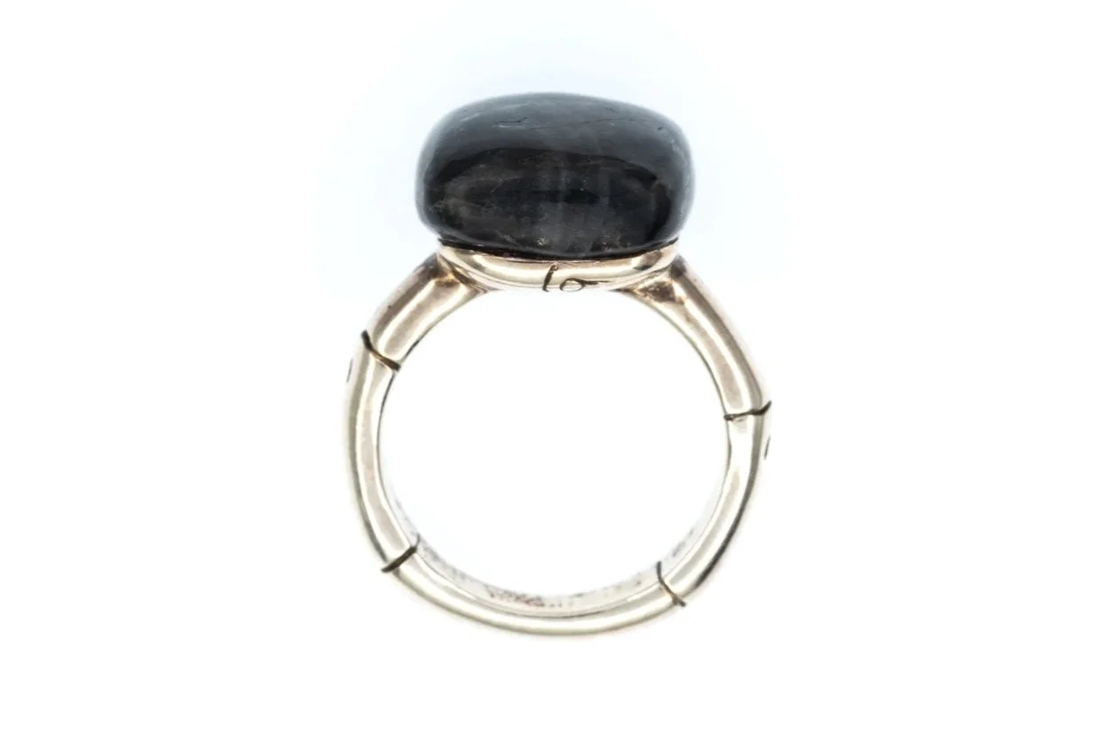 (F)Sterling Silver Labradorite John Hardy Designer Two Bamboos Ring
