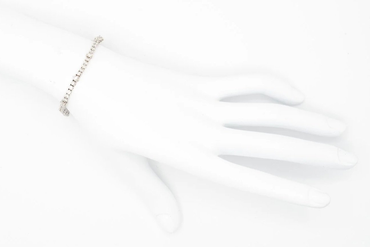 (H)White Gold Round Brilliant Cut Diamond Tennis Bracelet