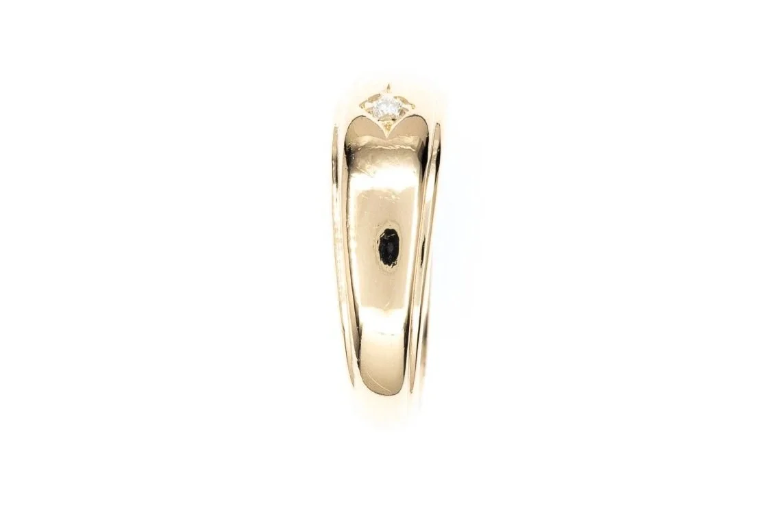 (S)Yellow Gold Solitaire Round Brilliant Cut Diamond Men's Band
