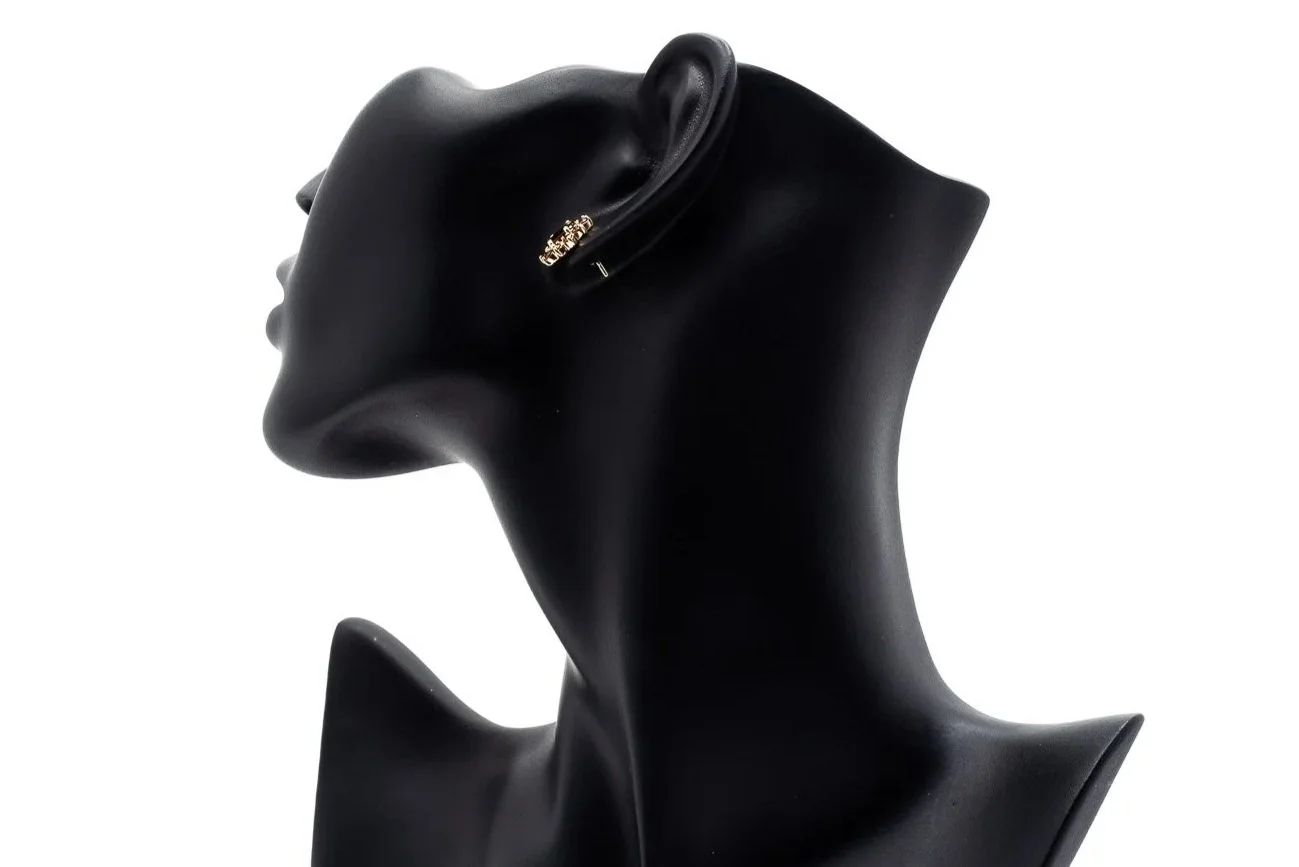 (B)Yellow Gold Almandine Garnet Stud Earrings