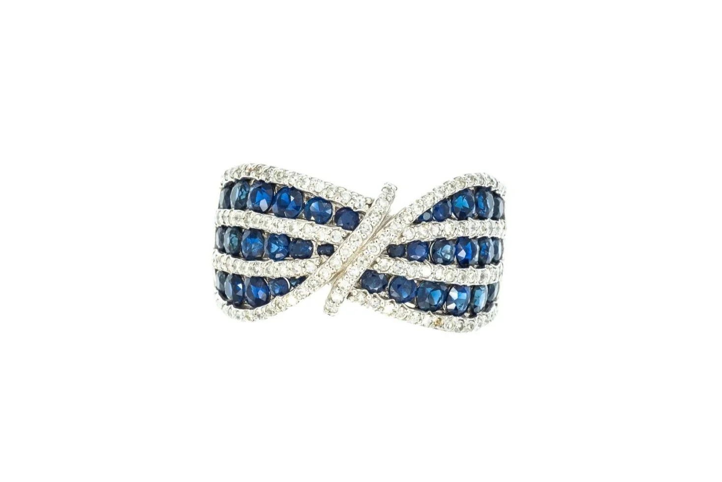 (T)White Gold Diamond Sapphire Effy Designer Band