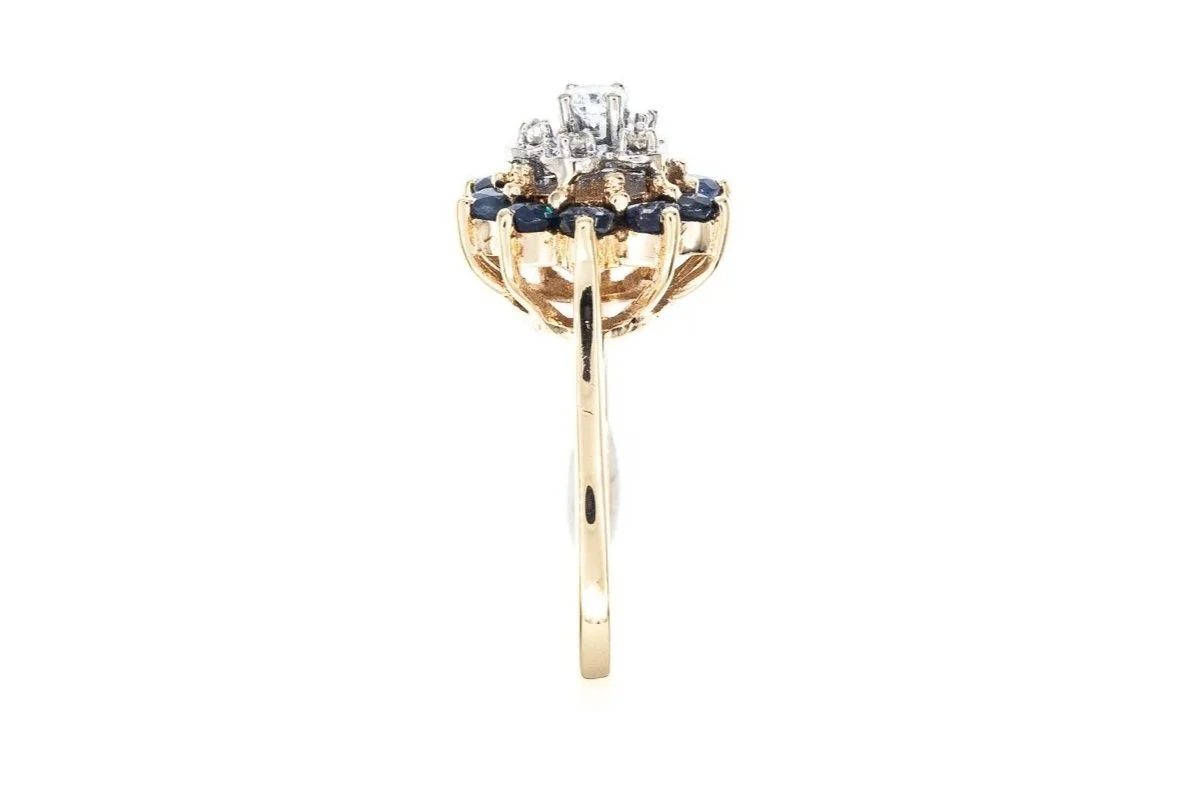 (S)White Yellow Gold Diamond Sapphire Gemstone Ring