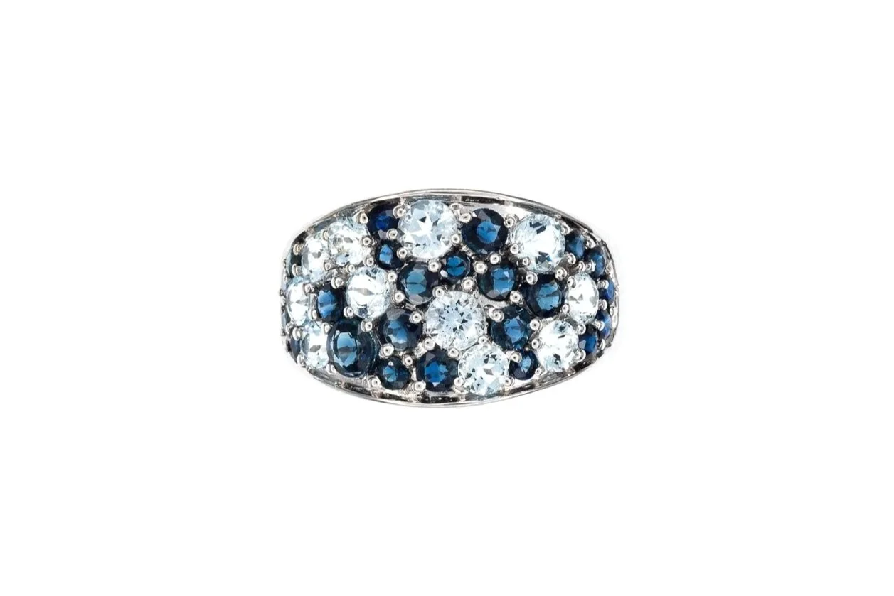 (T)White Gold Sapphire White Topaz Gemstone Ring