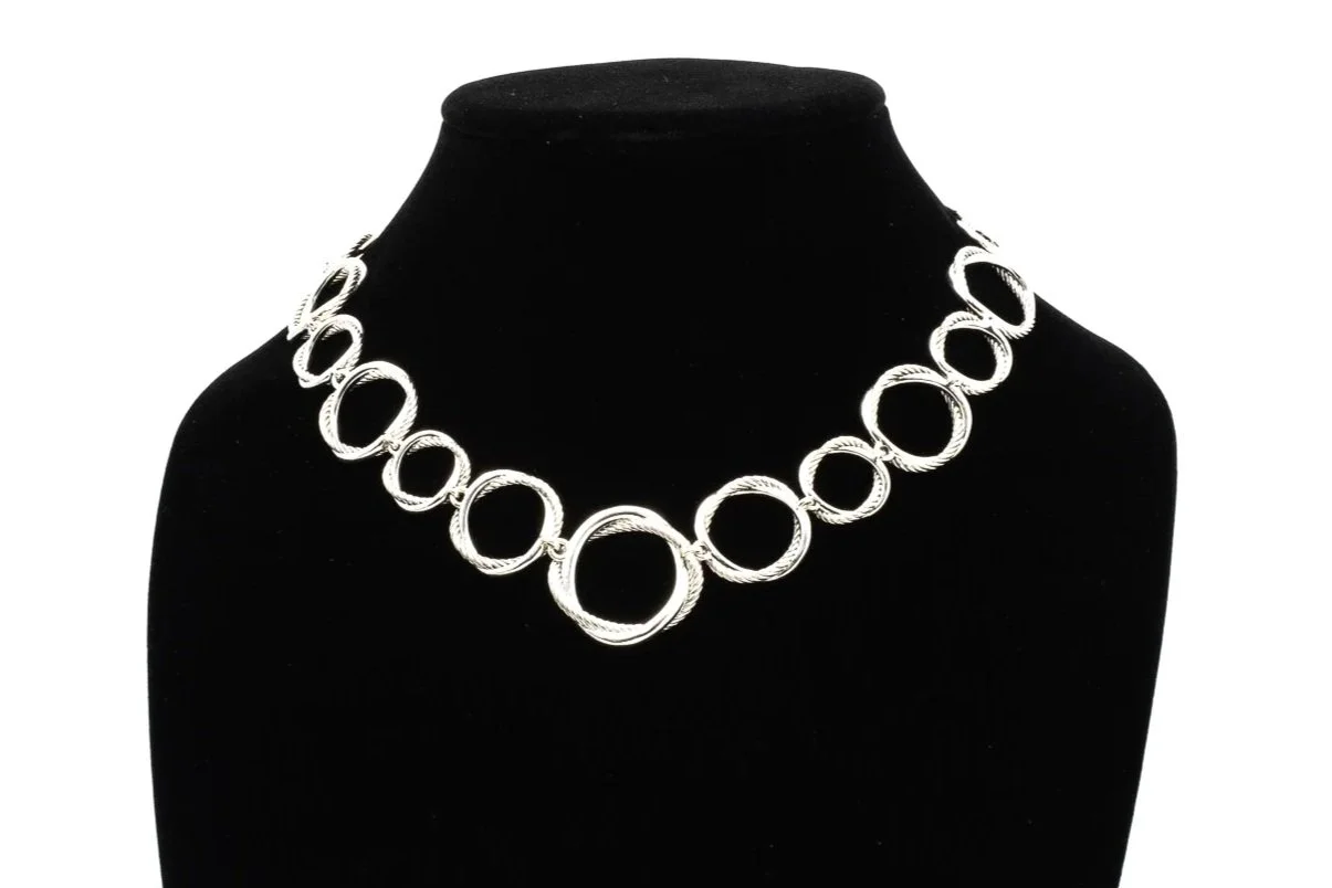 (F)Sterling Silver David Yurman Graduated Designer Necklace