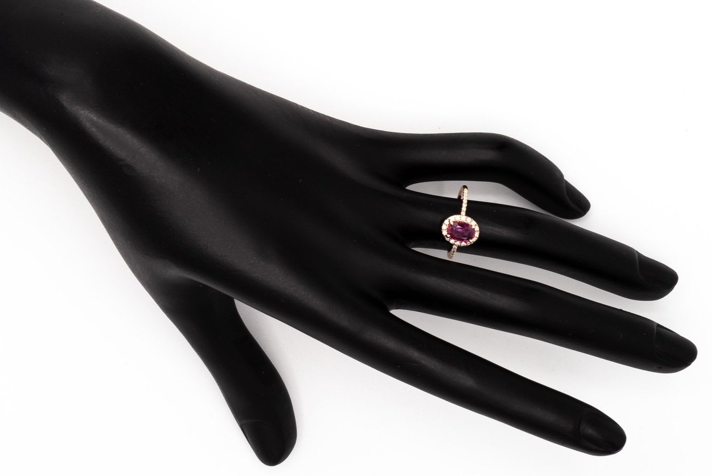 (H)Rose Gold Diamond Ruby Gemstone Ring