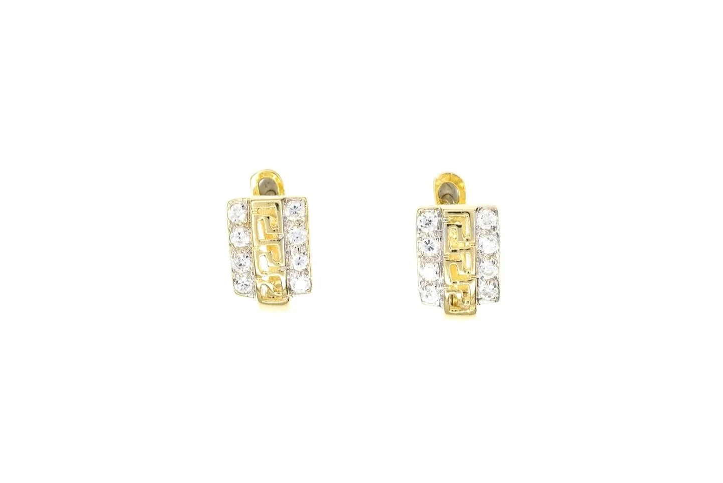 (T)Yellow Gold Cubic Zirconia Lever Back Huggie Earrings