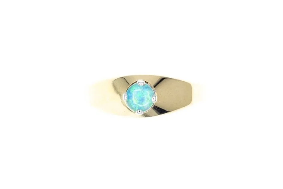 (T)Yellow Gold Solitaire Opal Triplet Gemstone Ring