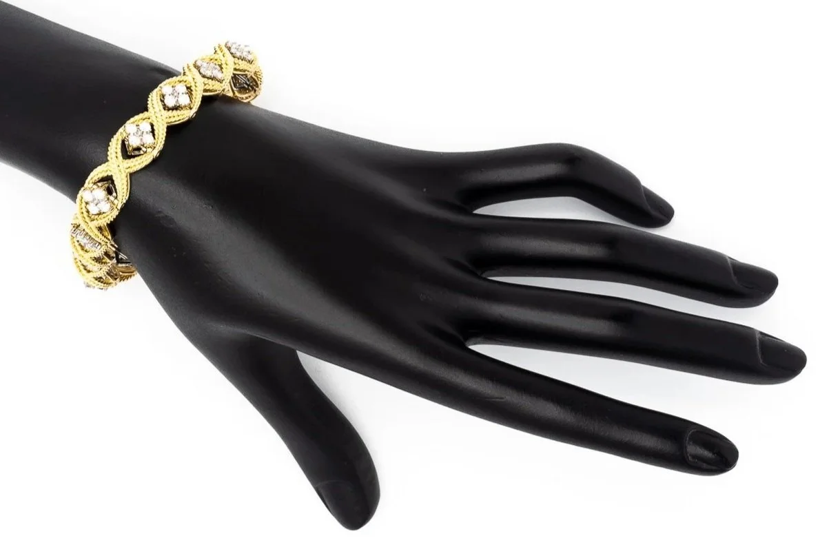 (H)White Yellow Gold Round Brilliant Cut Diamond Tennis Bracelet