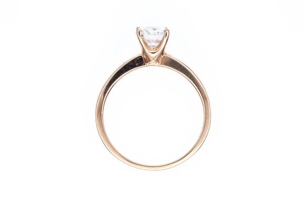 (F)Rose Gold Solitaire Round Brilliant Cut Diamond Engagement Ring