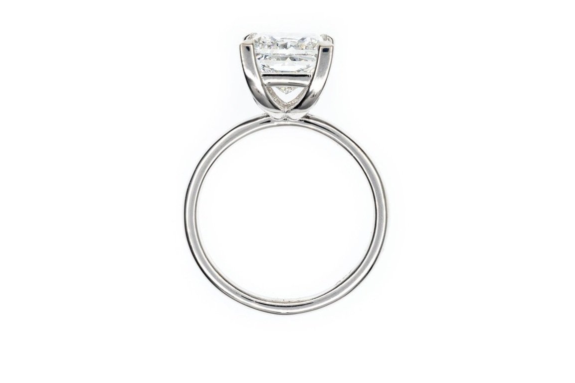 (F)White Gold Solitaire Princess Cut Lab Grown Diamond Engagement Ring
