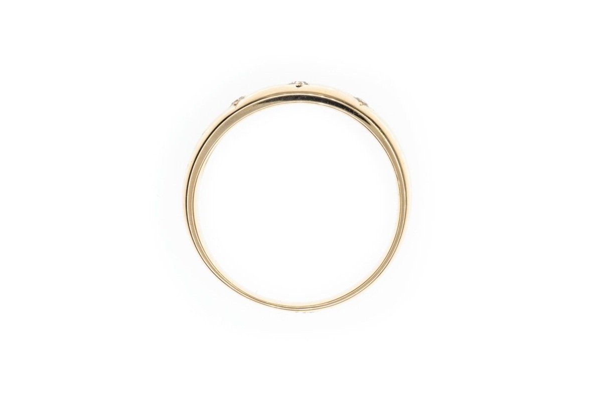 (F)Yellow Gold Single Cut Multi Diamond Band