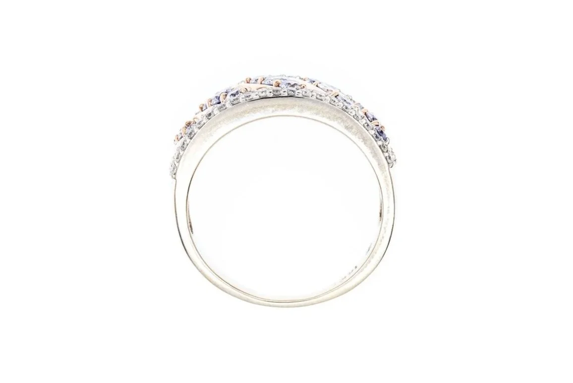 (F)White Rose Gold Round Brilliant Cut Multi Diamond Ring