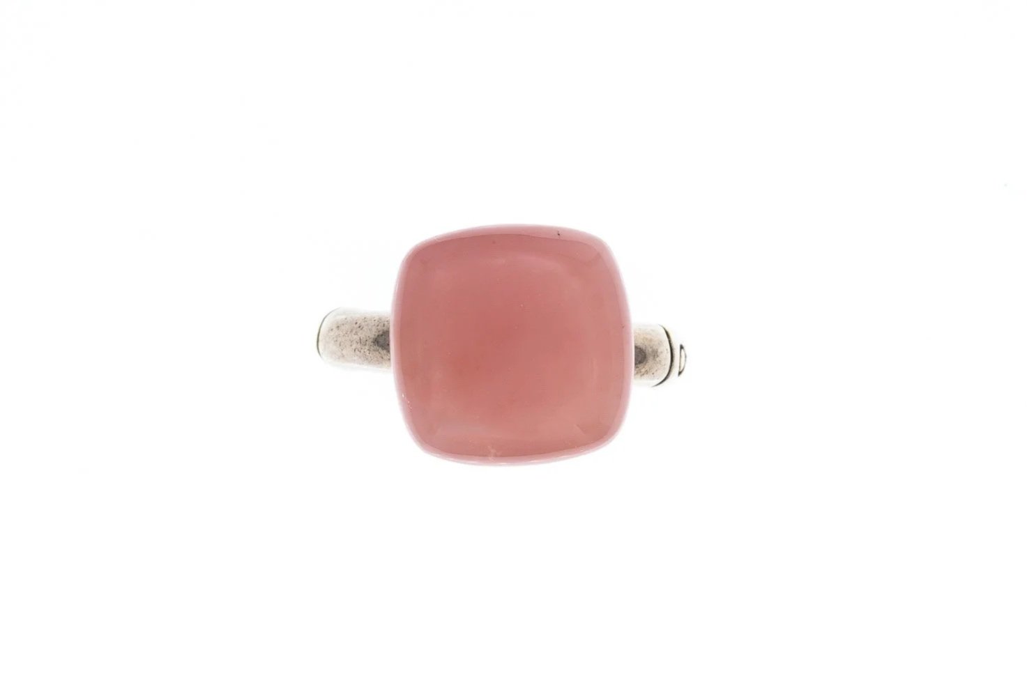 (T)Sterling Silver Guava Pink Chalcedony John Hardy Designer Two Bamboos Ring