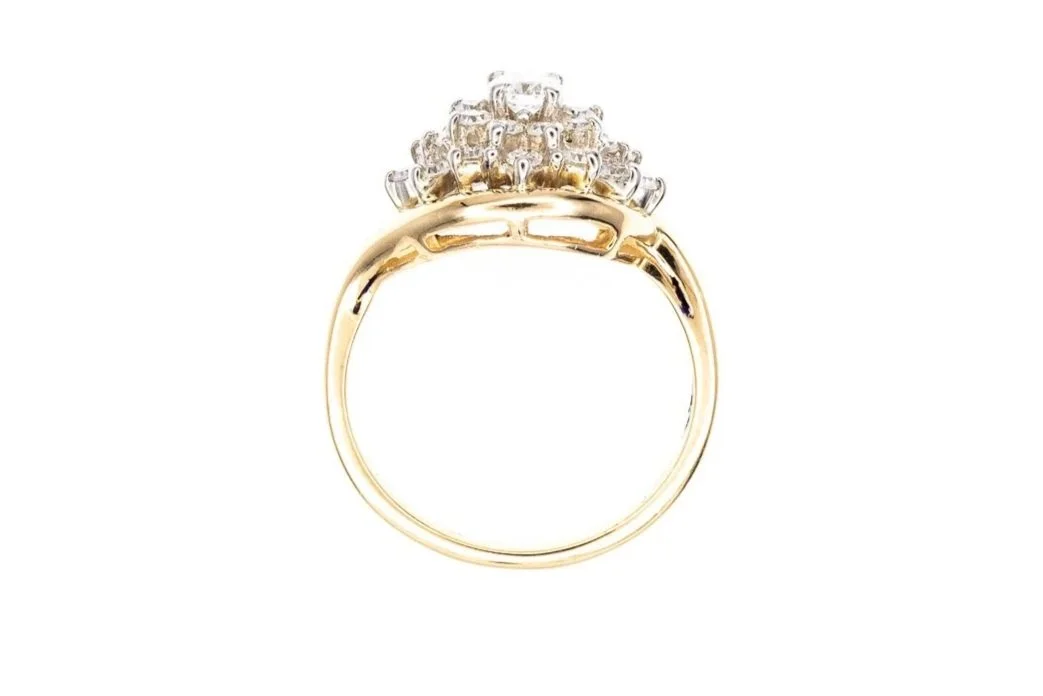 (F)Yellow Gold Multi Diamond Cluster Ring