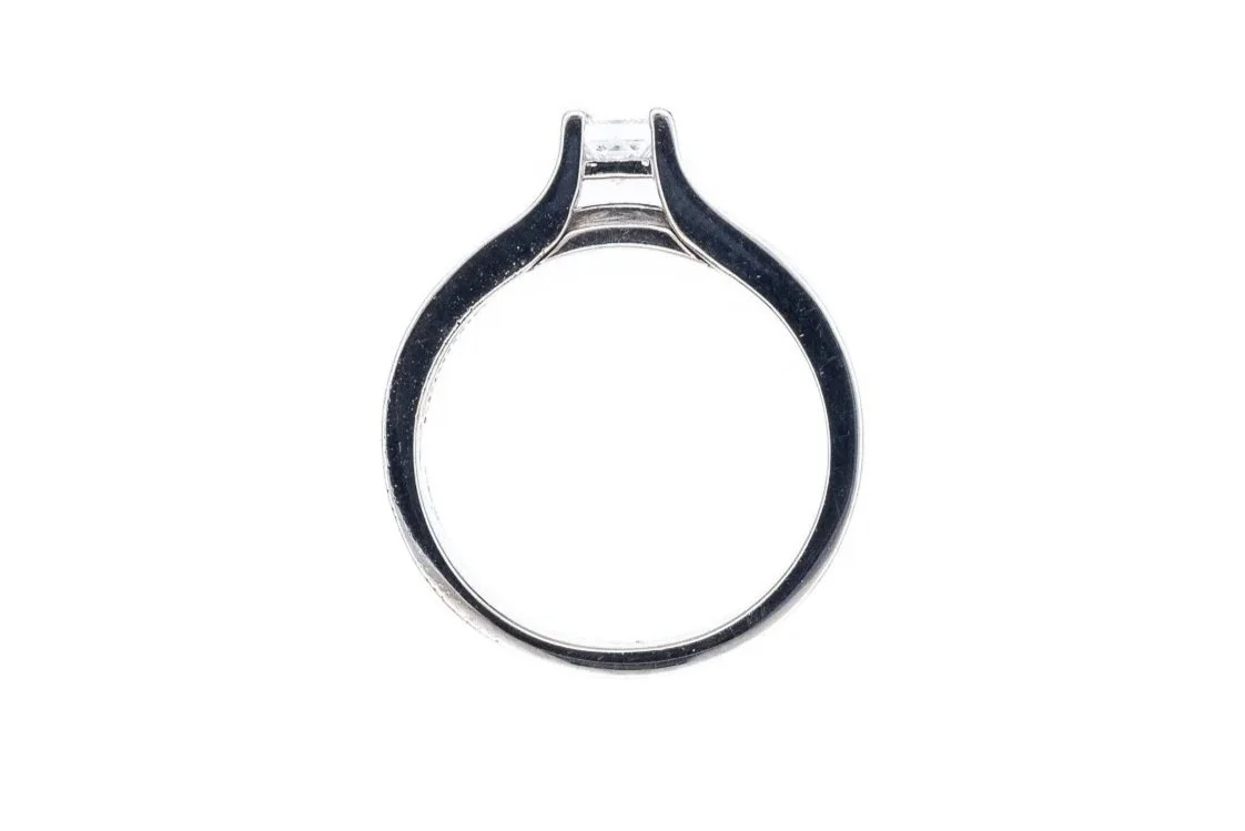 (F)White Gold Princess Cut Diamond Engagement Ring Wedding Set