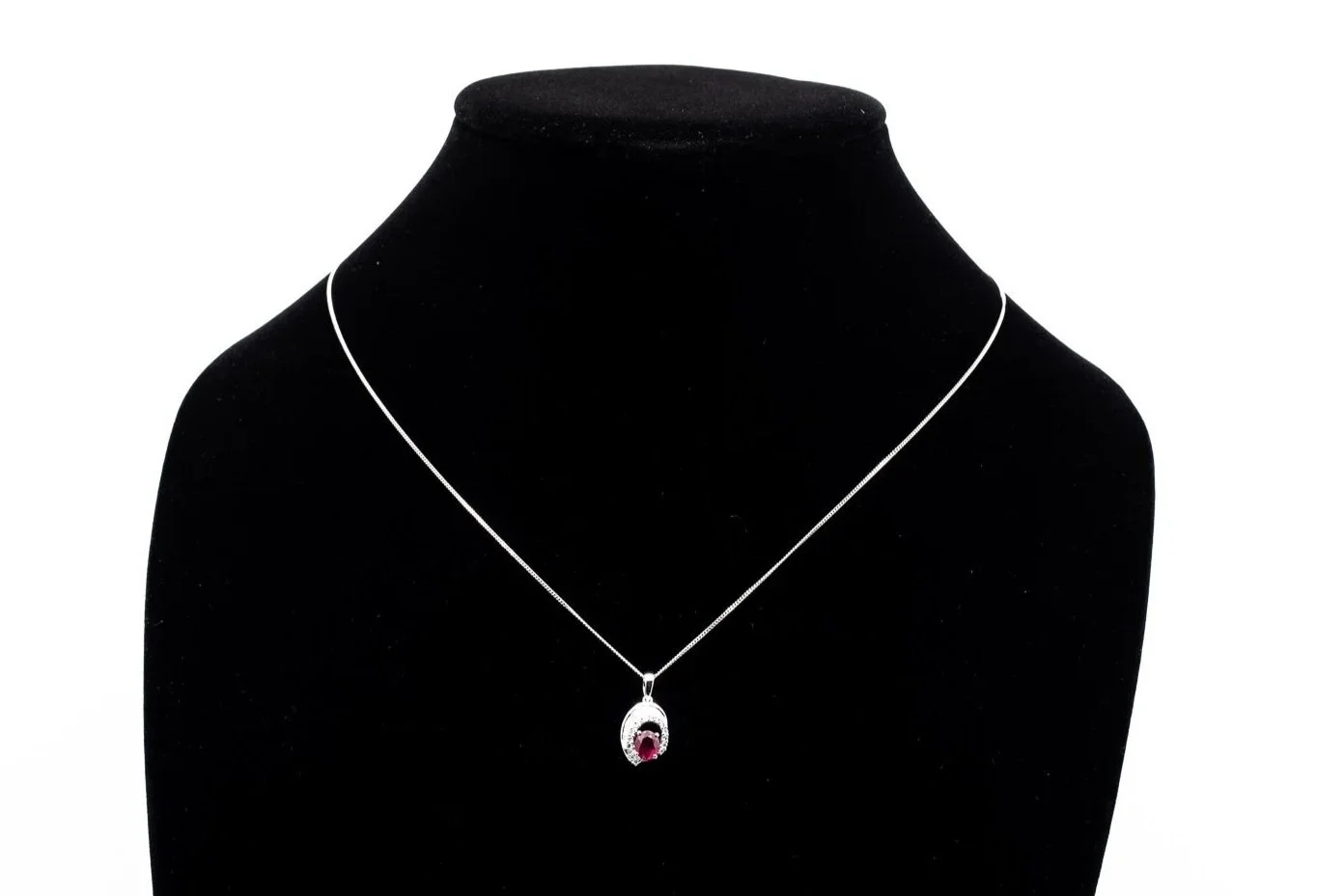 (F)White Gold Diamond Ruby Drop Dangle Pendant