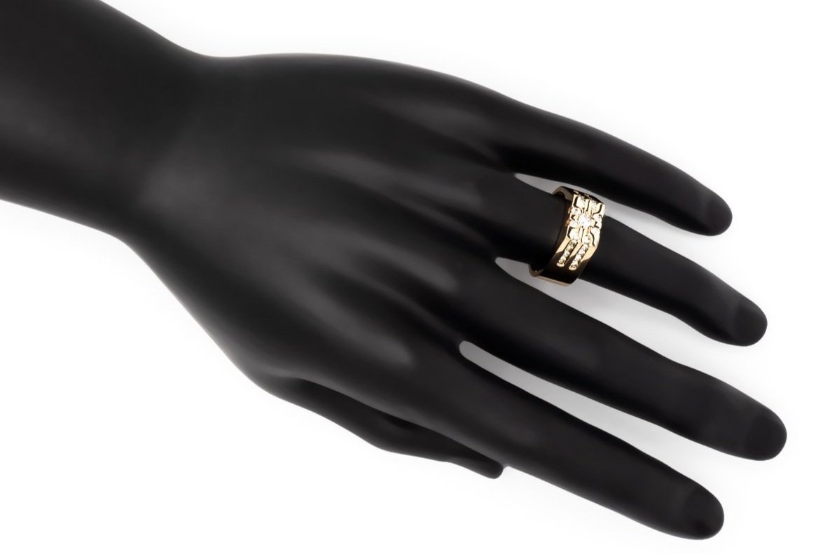 (H)Yellow Gold Round Brilliant Cut Diamond Men's Band