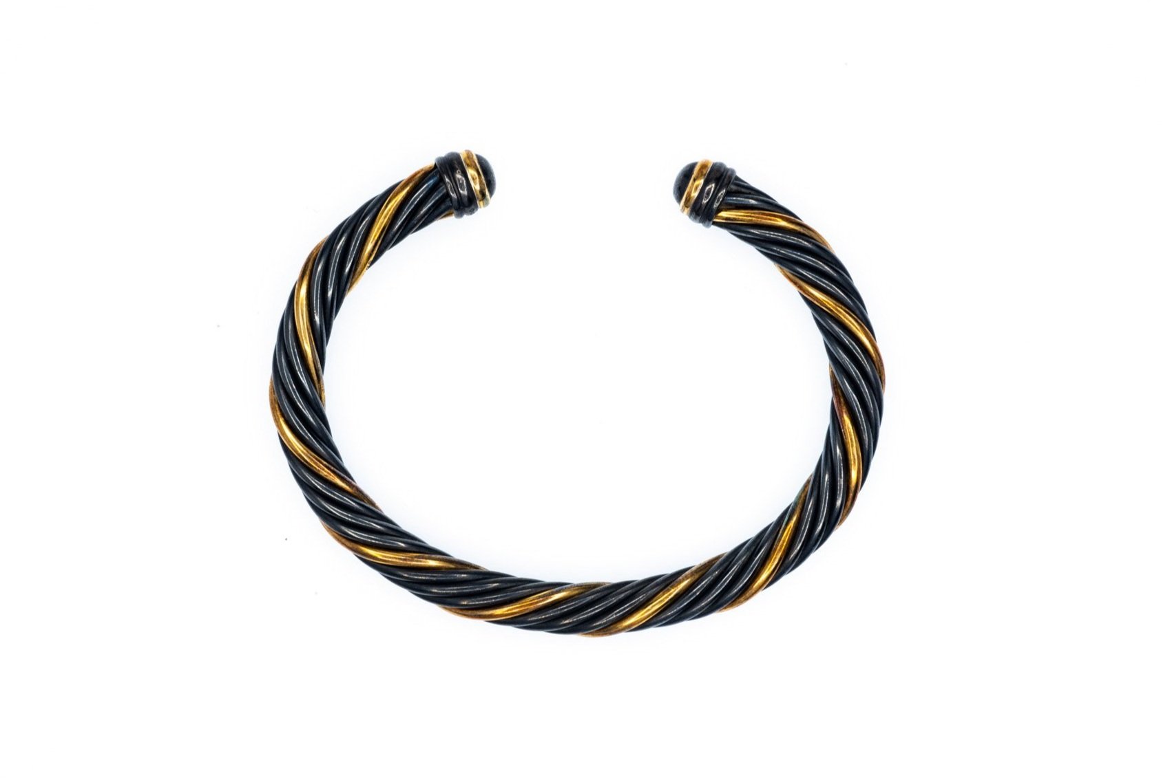 (T)Sterling Silver Yellow Gold David Yurman Designer Cuff Bracelet