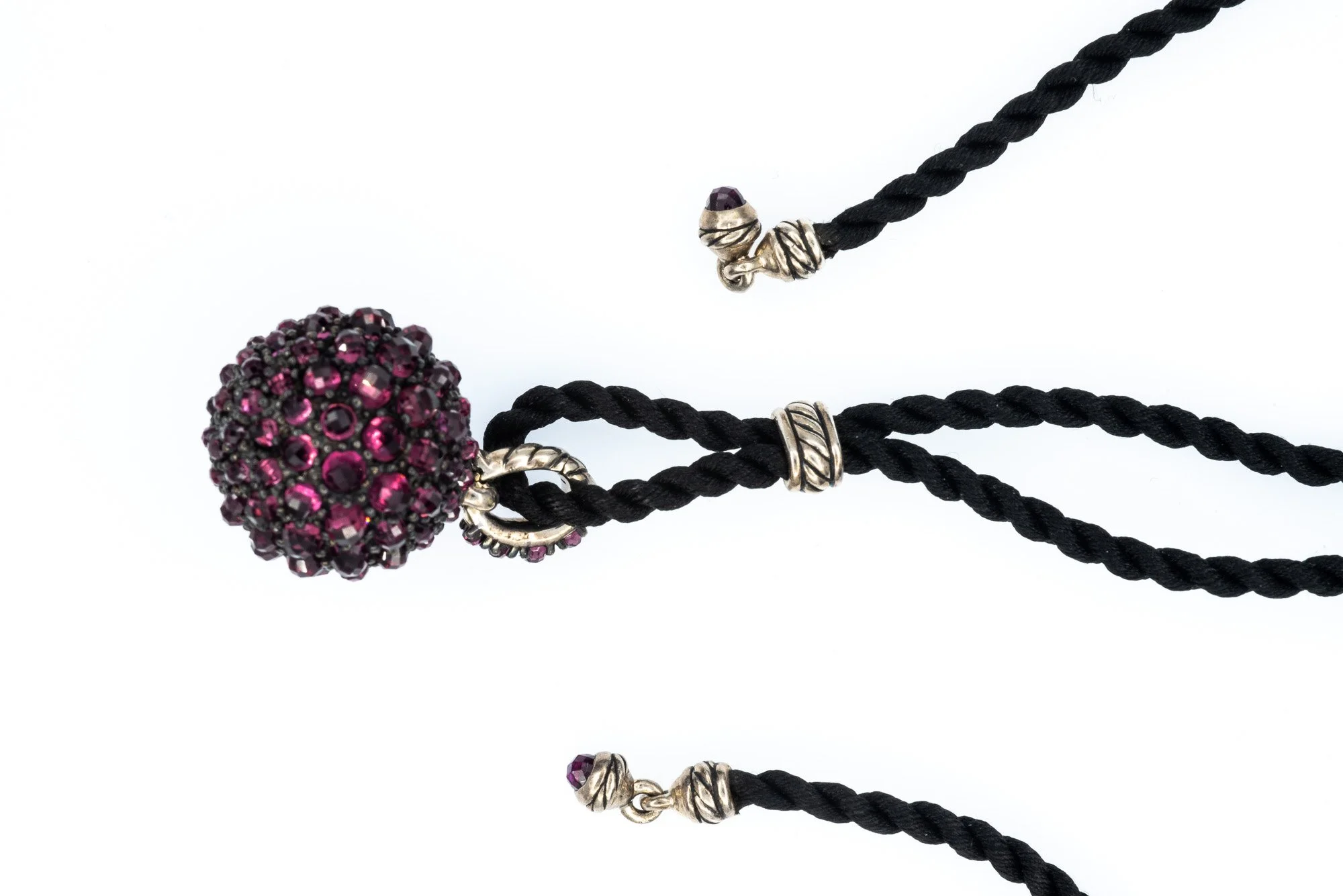 (Ts)Sterling Silver Rhodolite Garnet David Yurman Designer Pendant