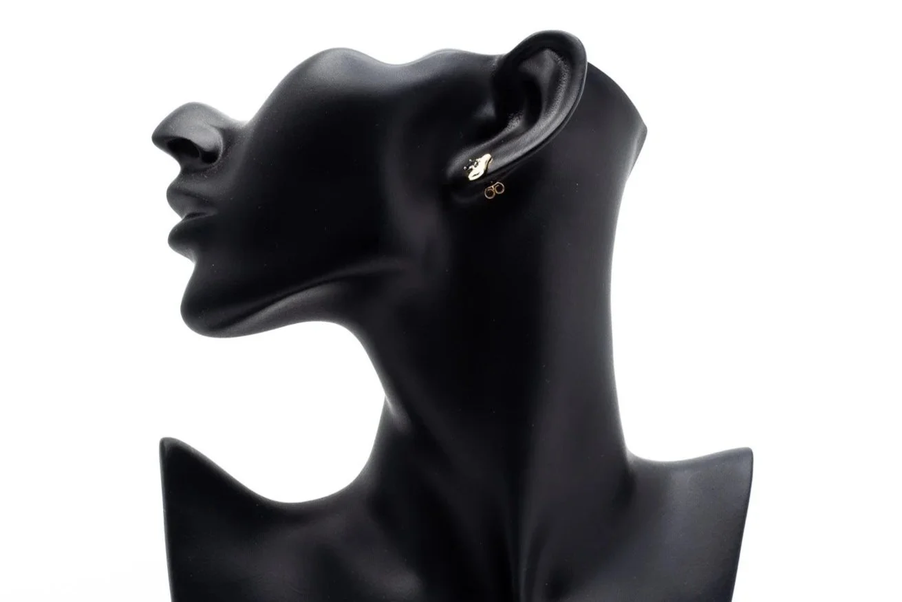 (S)Yellow Gold Diamond Sapphire Drop Stud Earrings