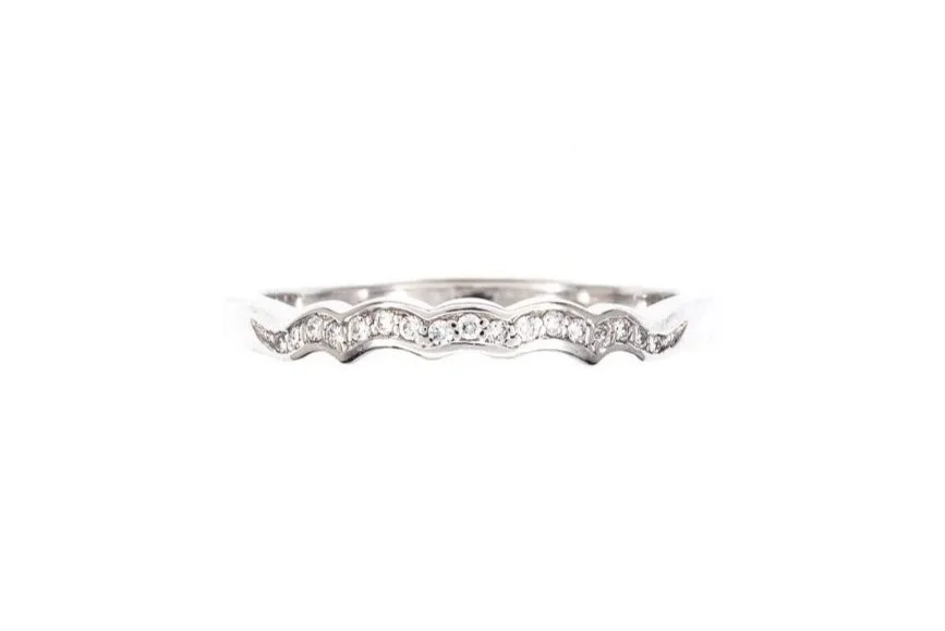 (T)White Gold Round Brilliant Cut Diamond Band