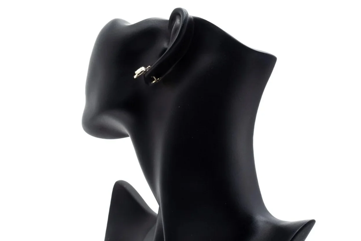 (B)White Yellow Gold Diamond White Opal Stud Earrings