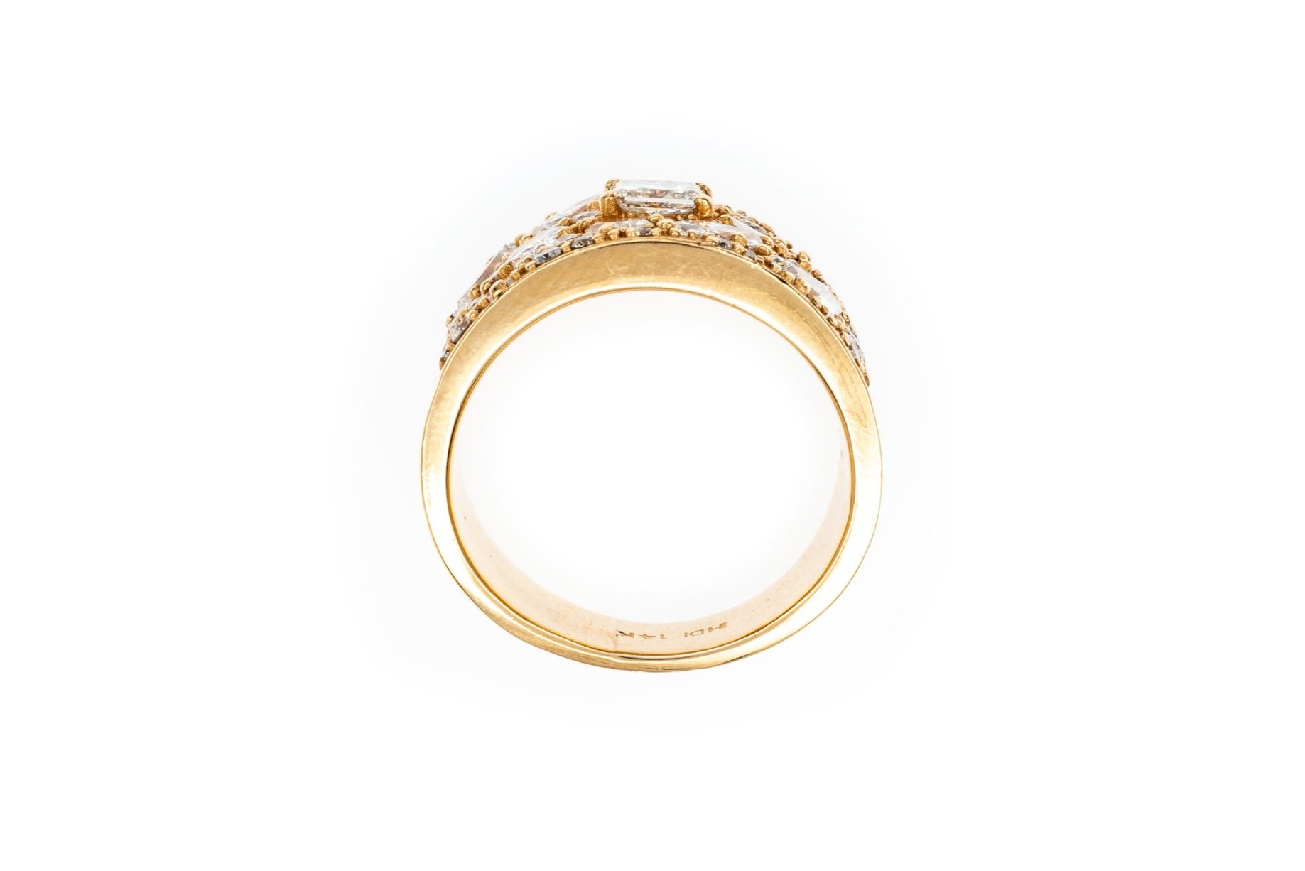 (F)Yellow Gold Princess Cut Multi Diamond Ring