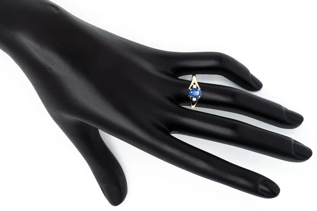 (H)White Yellow Gold Diamond Sapphire Gemstone Ring