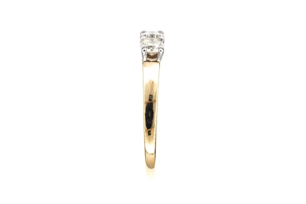 (S)Yellow Gold Three Stone Multi Diamond Ring