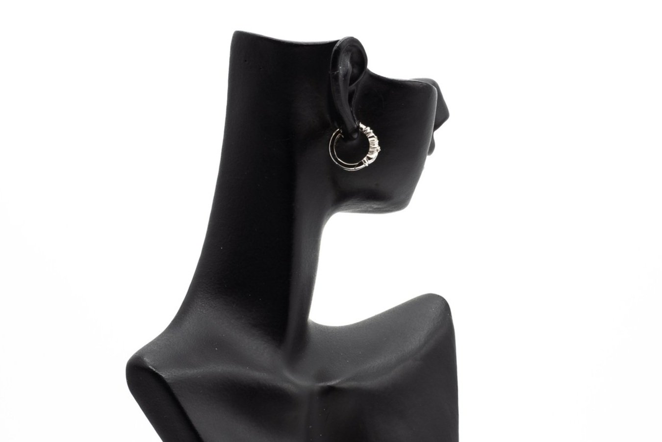 (B)White Gold Diamond Huggie Earrings