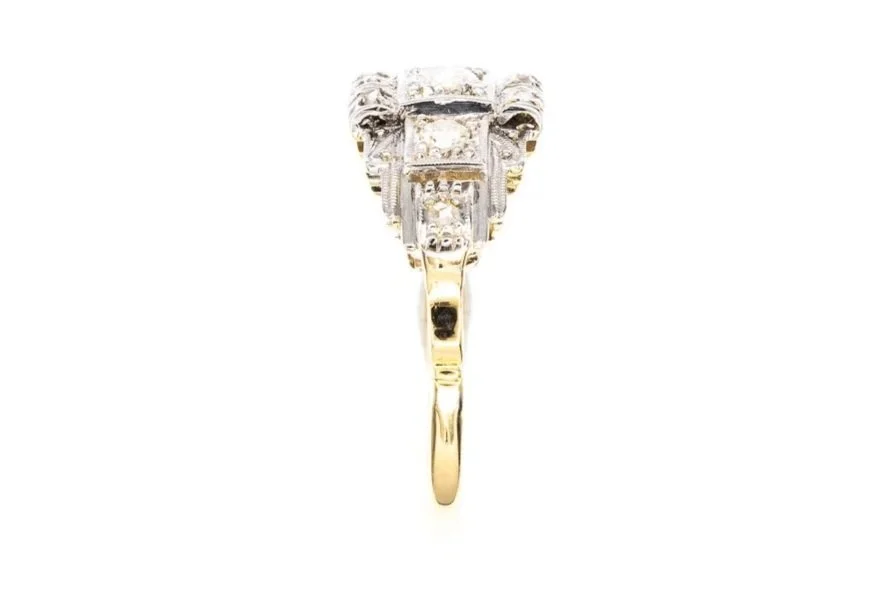 (S)Yellow White Gold Old European Cut Multi Diamond Ring