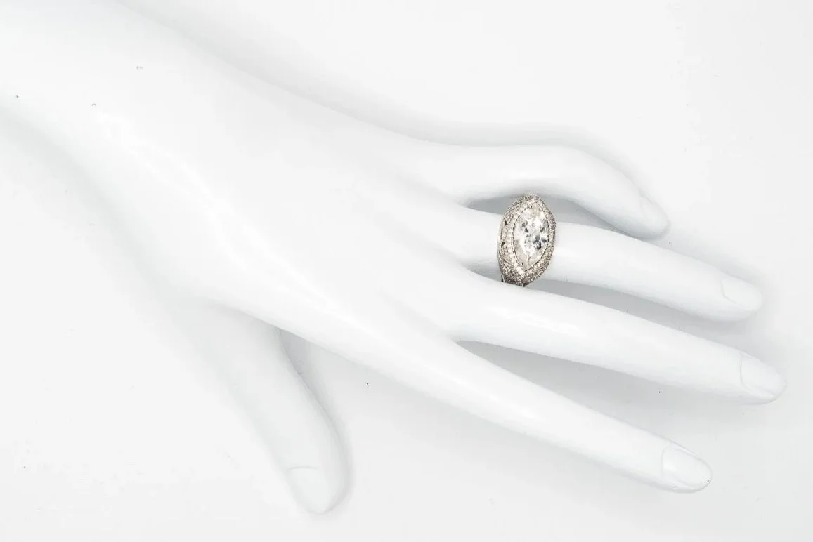 (H)Platinum Moissanite Round Brilliant Cut Diamond Tacori Designer Ring