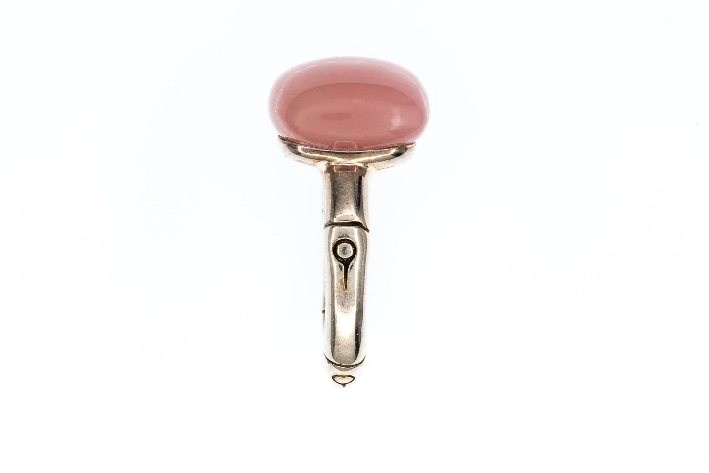 (S)Sterling Silver Guava Pink Chalcedony John Hardy Designer Two Bamboos Ring