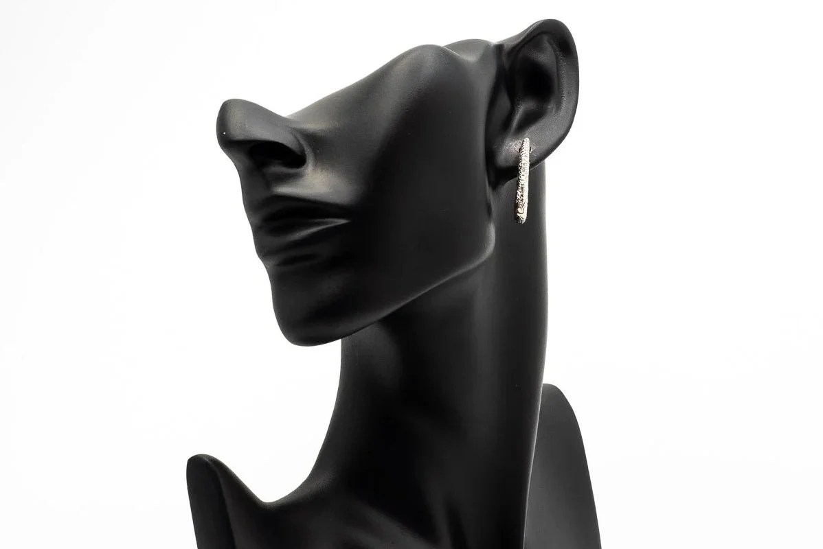 (F)Sterling Silver Diamond Sapphire John Hardy Hoop Earrings