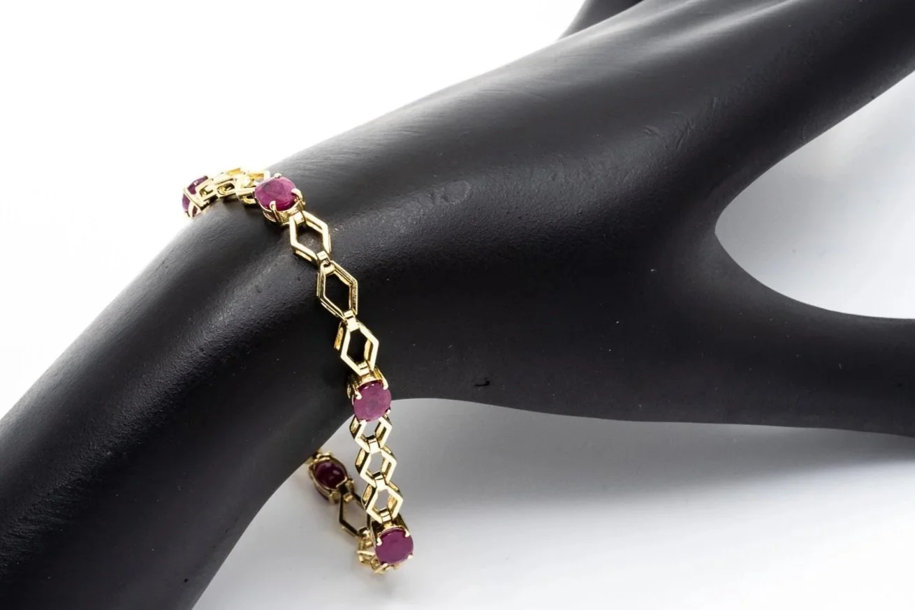 (W)Yellow Gold Ruby Fancy Link Bracelet